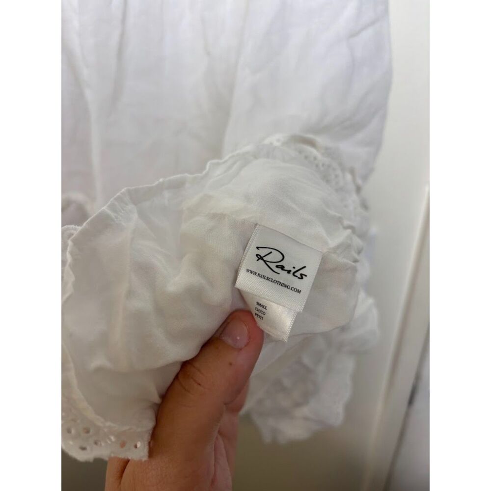 Rails Dress Women's Size Small White Caralyn Babydoll Mini LWD Bridal Eyelet - Picture 6 of 7